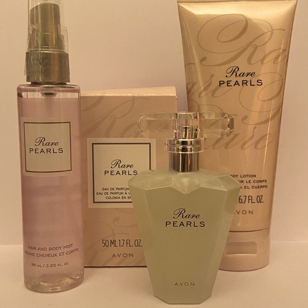 Avon Rare Pearls eau de parfum spray with hair & body mist + body lotion
